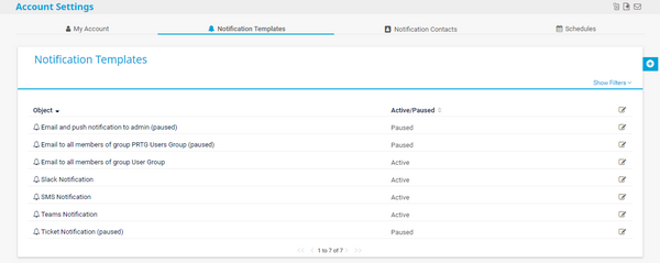 Notification Templates Settings Notification Templates Settings