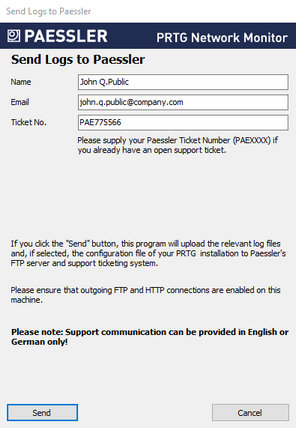 Send Logs to Paessler