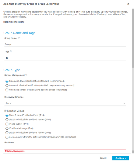 Add Auto-Discovery Group Dialog