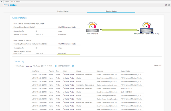 Example of a PRTG Cluster Status View