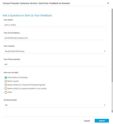 Customer Service Contact Form