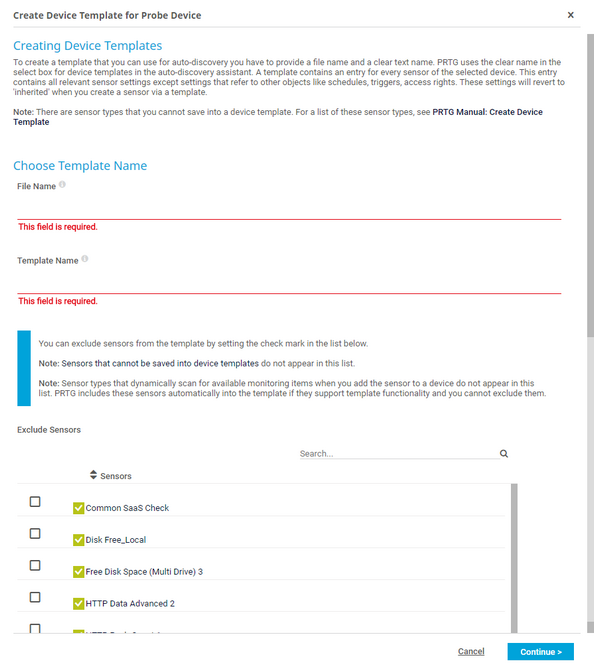 Create Device Template Assistant