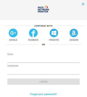PRTG in the Cloud Login Screen PRTG in the Cloud Login Screen
