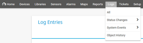 PRTG Main Menu: Logs PRTG Main Menu: Logs