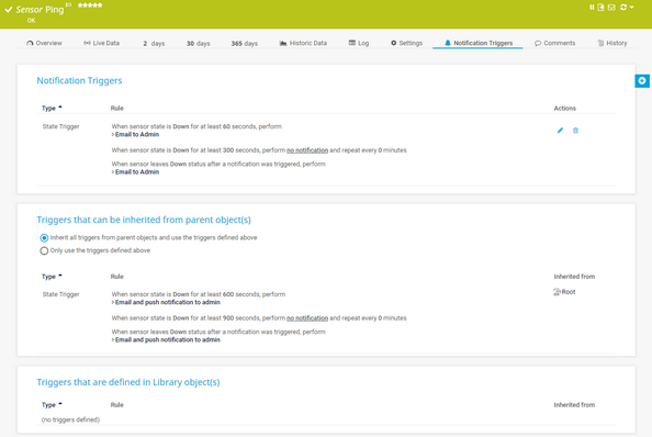 Example of Notification Trigger Settings