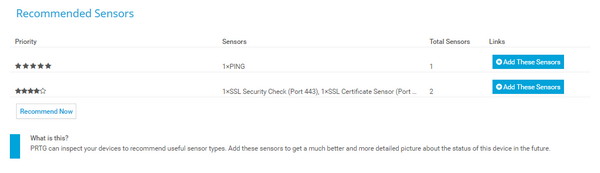 List of Recommended Sensors List of Recommended Sensors