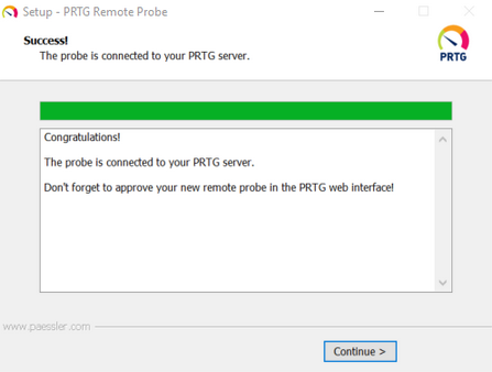 PRTG Remote Probe Successful Setup