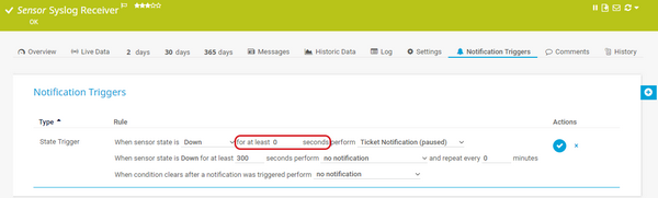 State Trigger for a Syslog Receiver