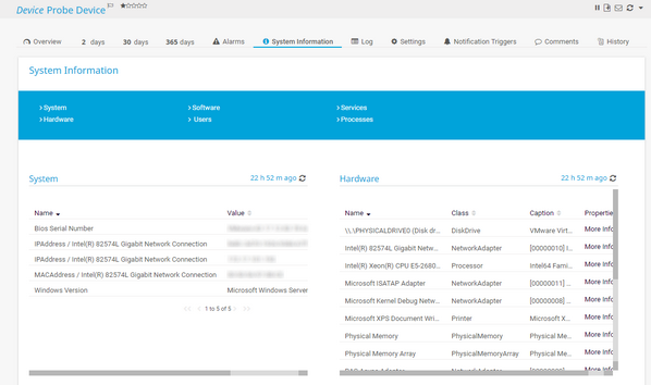 System Information Tab on a Windows Device